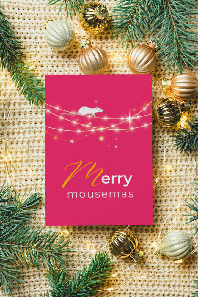 Vibrant modern holiday cards - Merry mousemas Pack of 10 premium