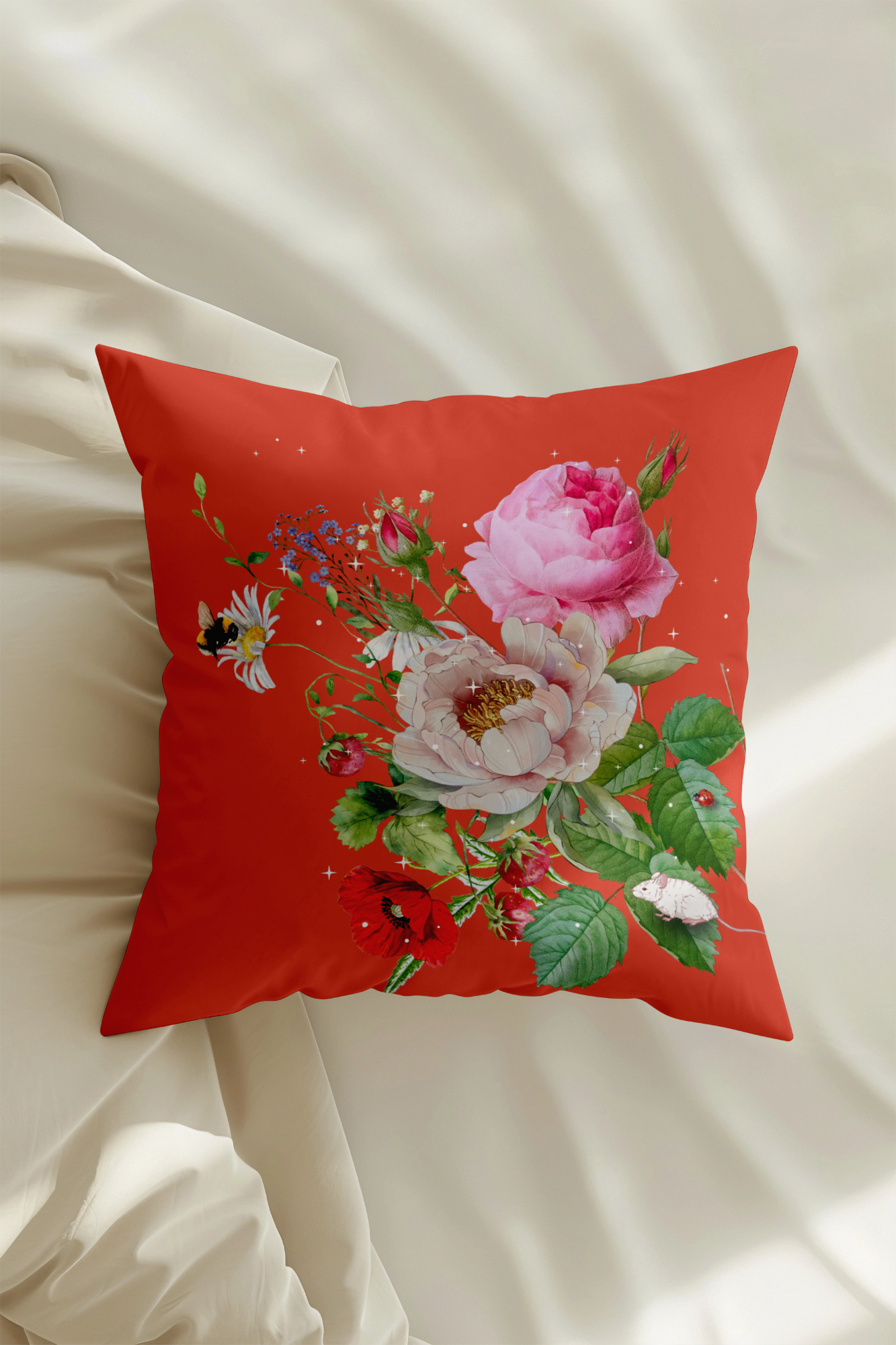 Essence Flame - silk and linen cushion cover