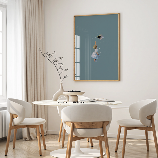 Baby and the Bee Wooden Framed Print 60x90 cm / 24x36″