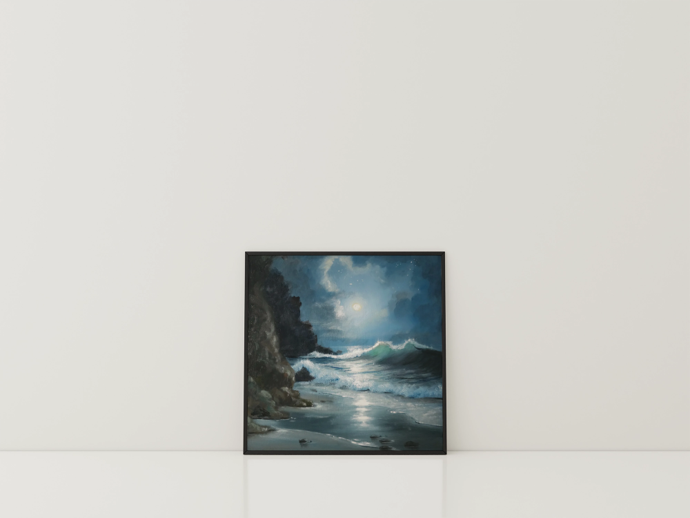 Unframed museum quality print - Gemini Moon, impressionistic nocturne seascape