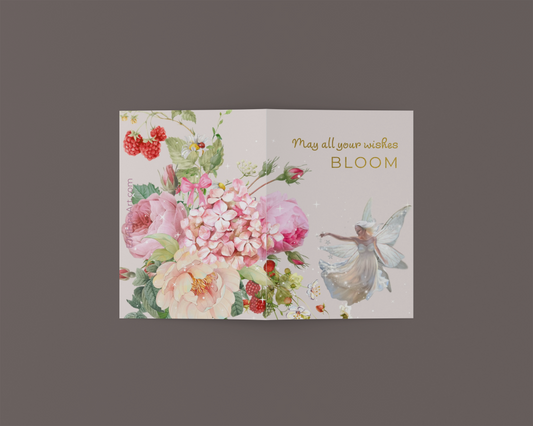10 blank cards with envelopes.  'May all your wishes BLOOM'