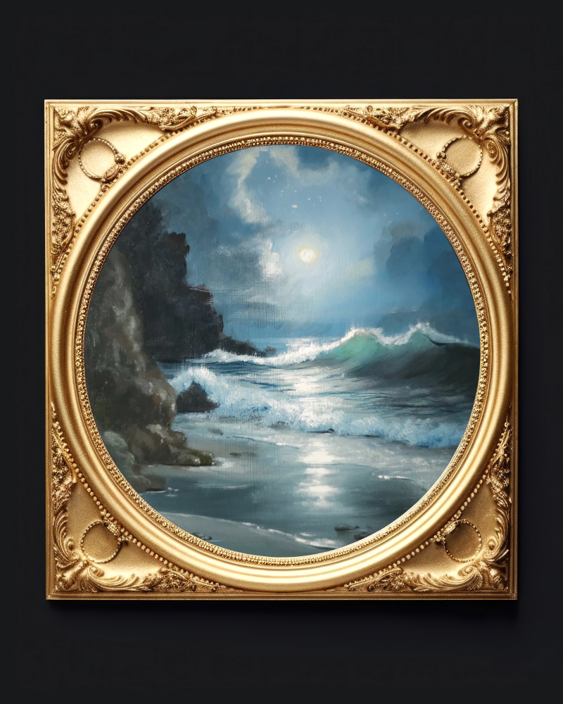 Unframed museum quality print - Gemini Moon, impressionistic nocturne seascape