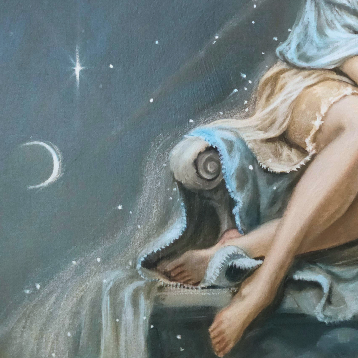 Her Guiding Light, Celestial Realism Oil Painting