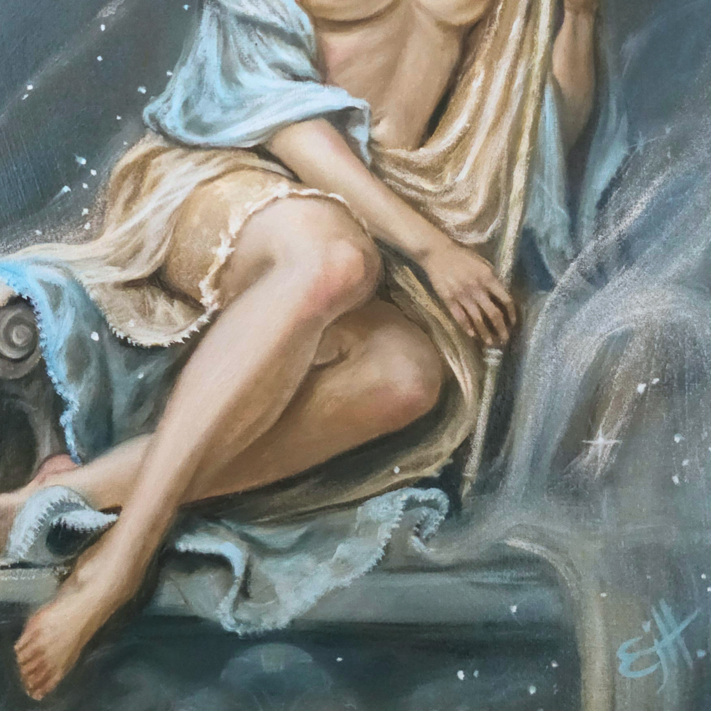 Her Guiding Light, Celestial Realism Oil Painting