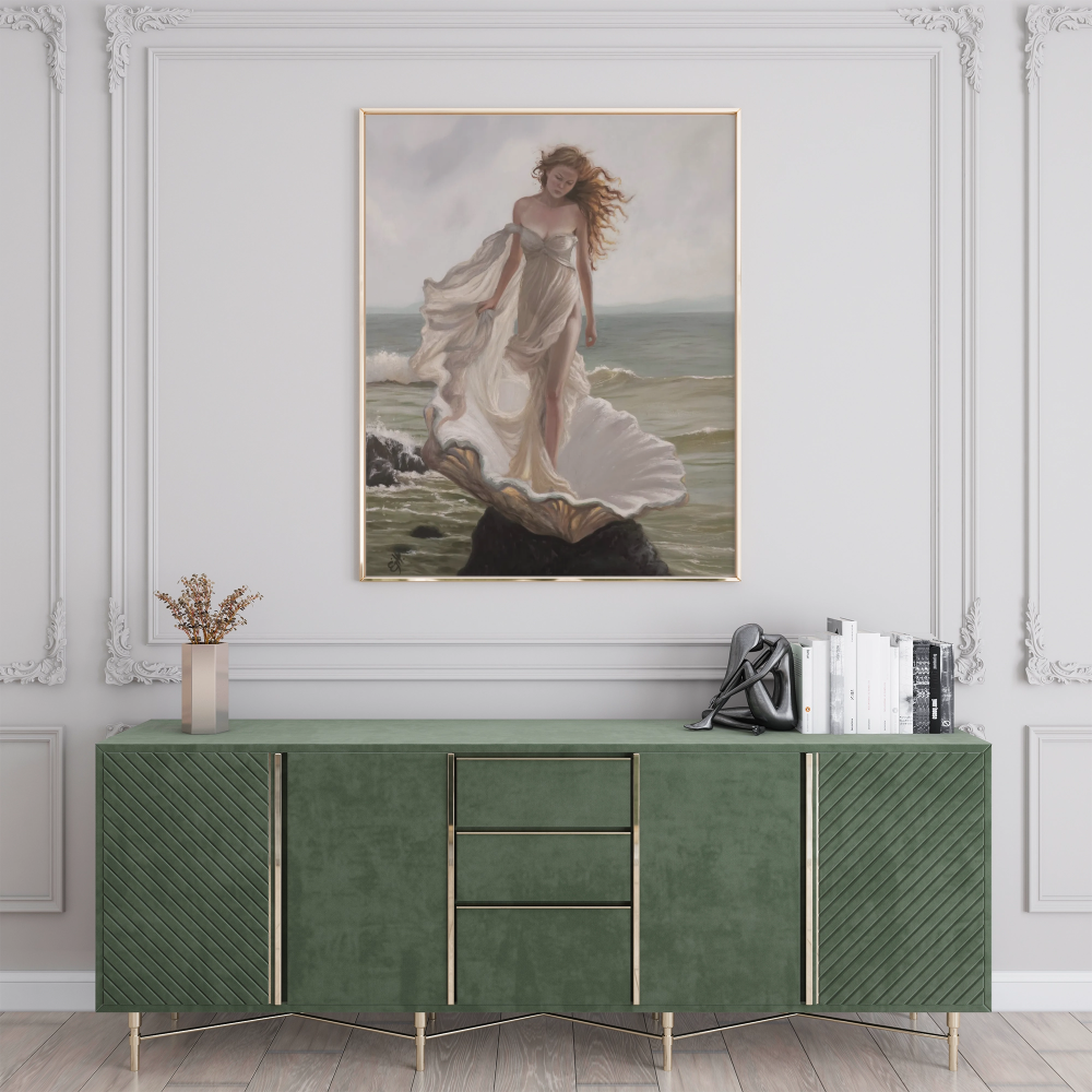 Hand-painted classical mythology inspired print from the original oil painting of the Goddess Aphrodite. 