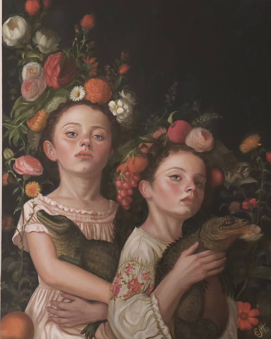 Baby Dragons. Fairy tale fantasy oil painting