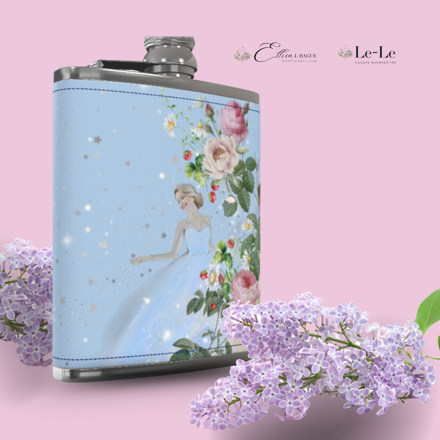 Leather bound hip flask - Cendrillon en fleur