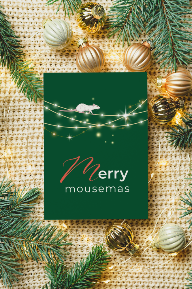 Vibrant modern holiday cards - Merry mousemas Pack of 10 premium