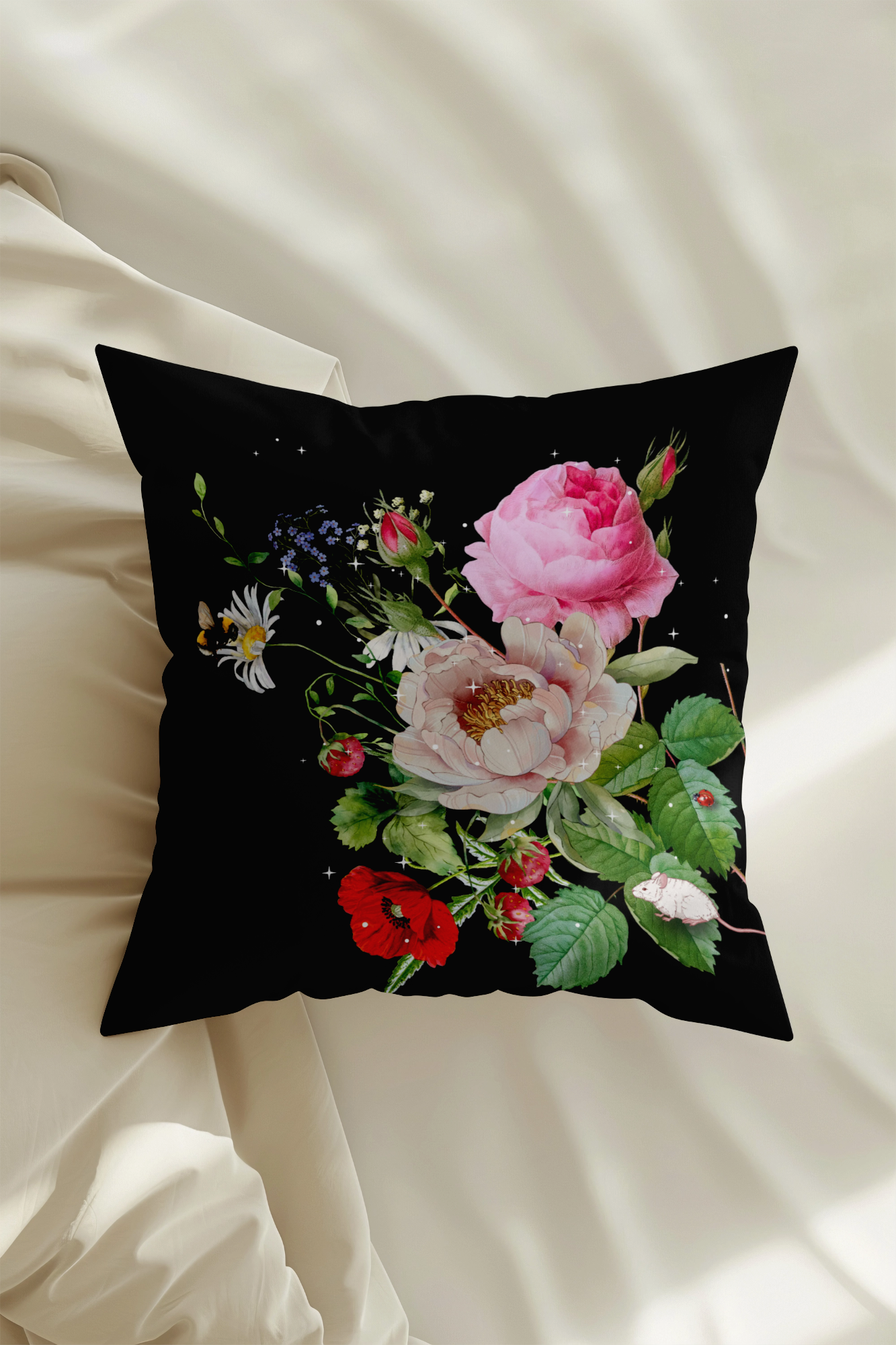 Essence Midnight - silk and linen cushion cover