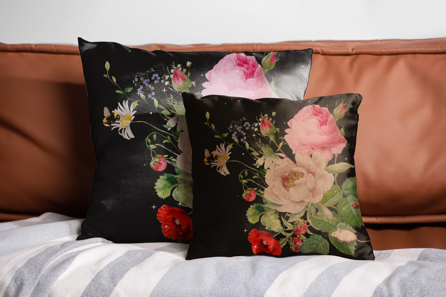 Essence Midnight - silk and linen cushion cover