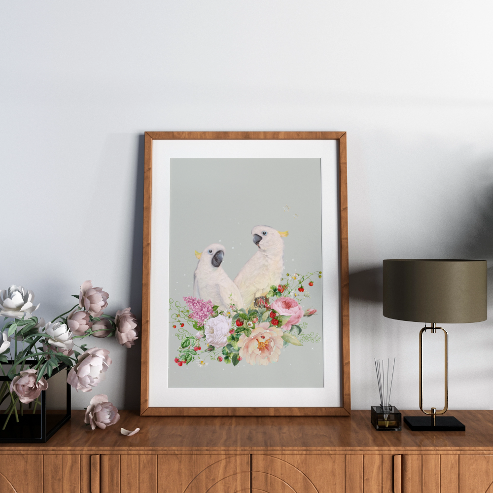 Unframed museum quality print - Peekaboo Cockatoo - various colours