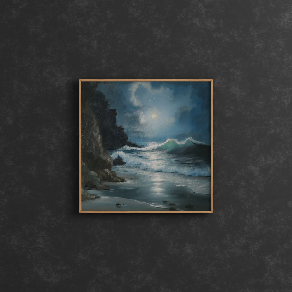 Unframed museum quality print - Gemini Moon, impressionistic nocturne seascape