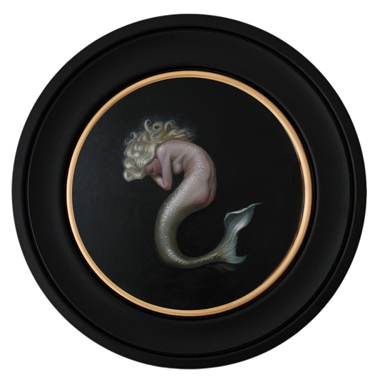 Nimue, mermaid circular oil painting, classical fantasy realism
