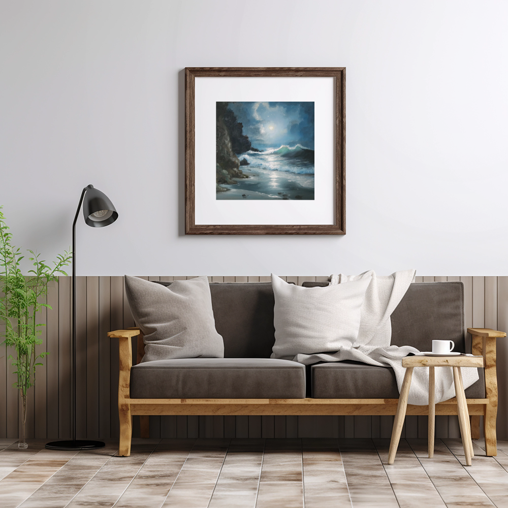 Unframed museum quality print - Gemini Moon, impressionistic nocturne seascape