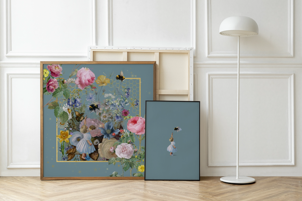 Unframed museum quality print - Bébé et l'abeille (nature border)