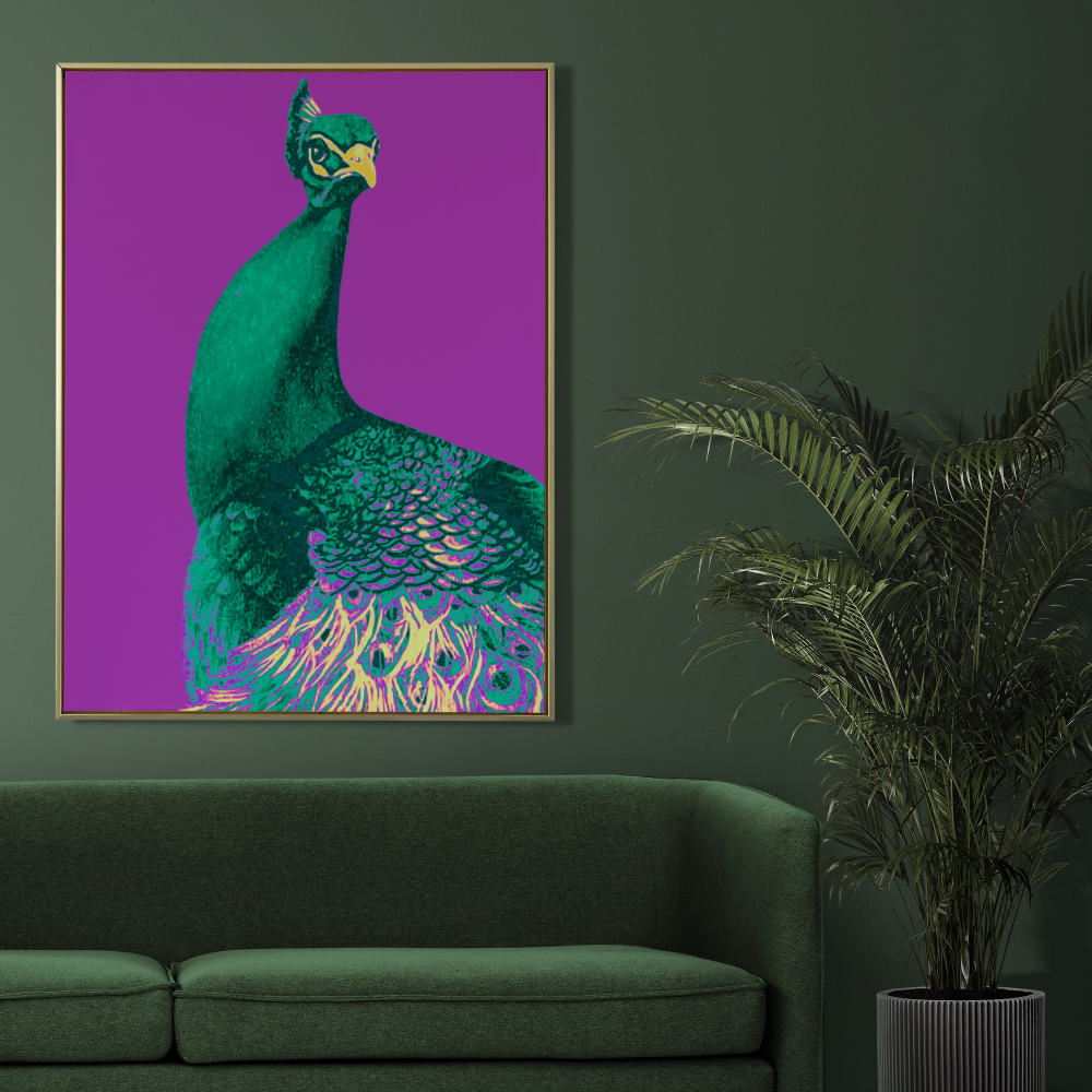 Electric Peacock Wooden Frame Print