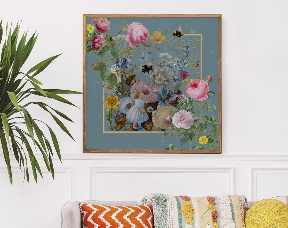Unframed museum quality print - Bébé et l'abeille (nature border)