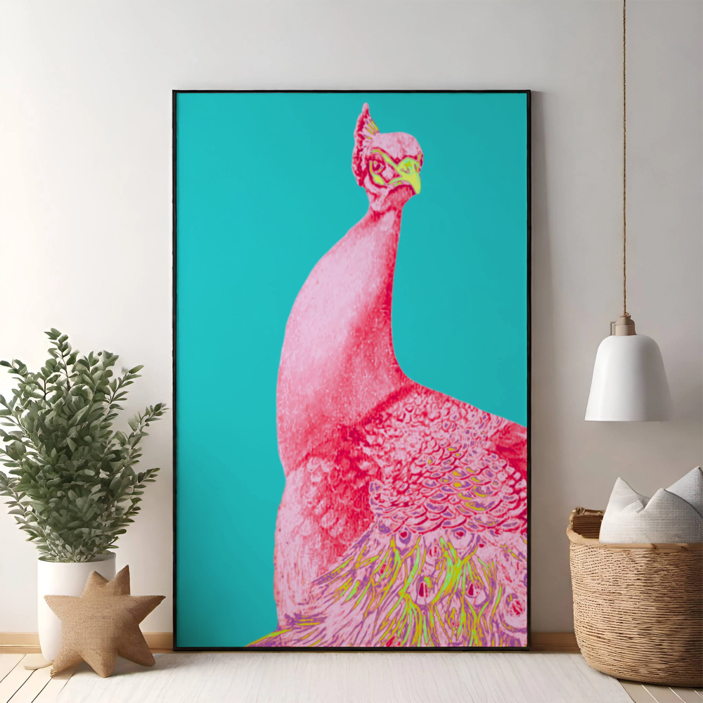Electric Peacock Wooden Frame Print