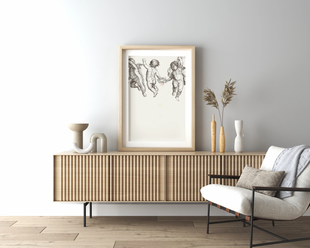 Unframed museum quality print - modern cherub art prints (various designs)
