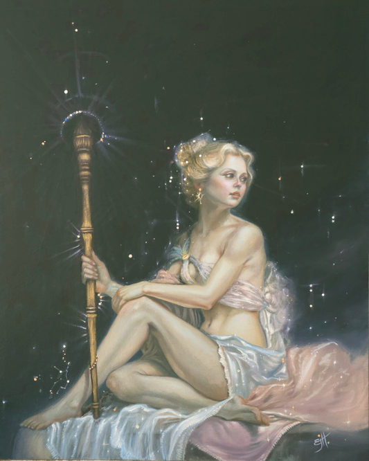 Star Maiden, Celestial Realism Oil Painting