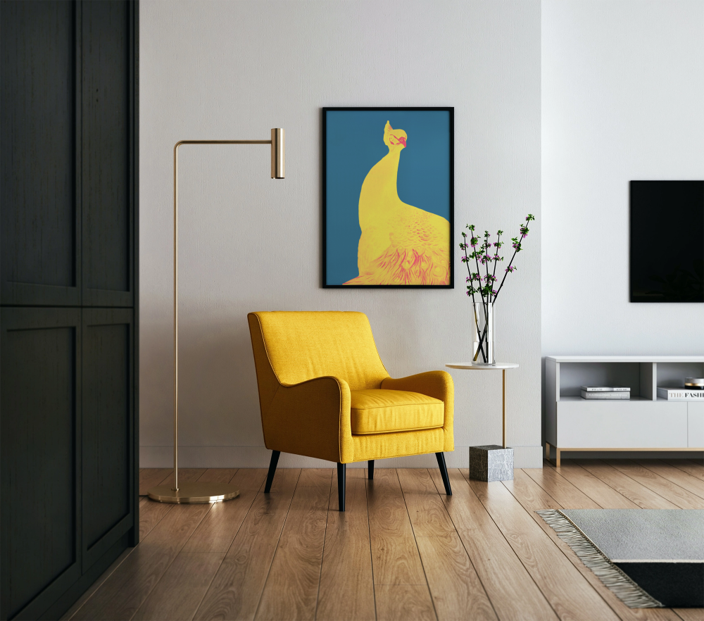 Electric Peacock Wooden Frame Print