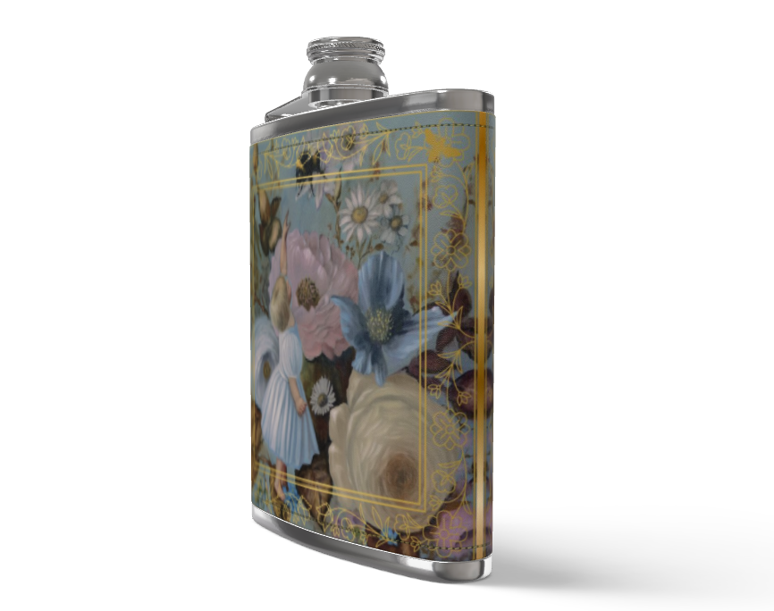 Baby and the bee Leather Hip Flask