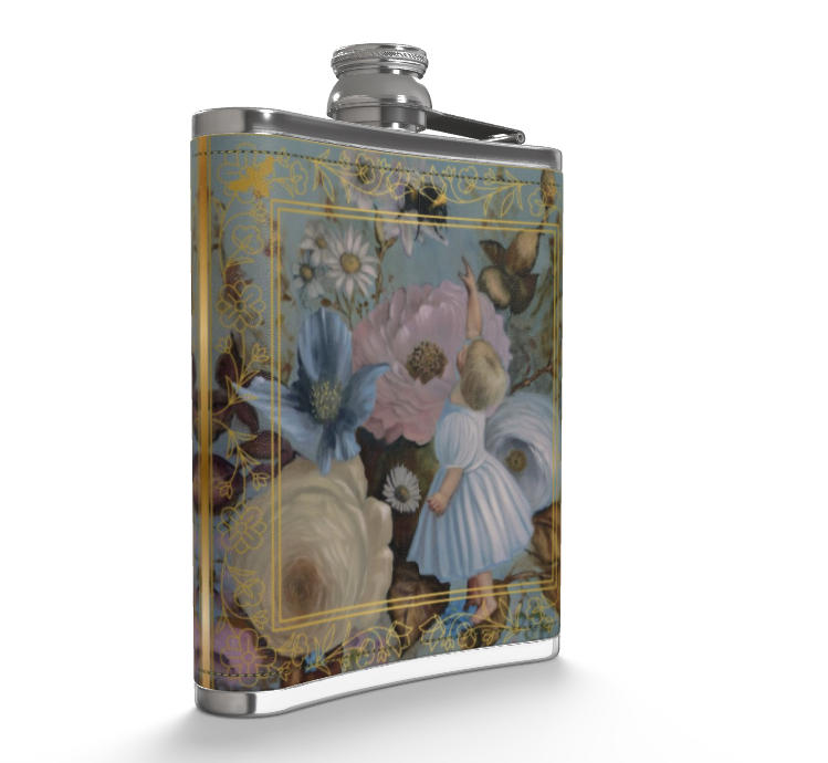 Baby and the bee Leather Hip Flask