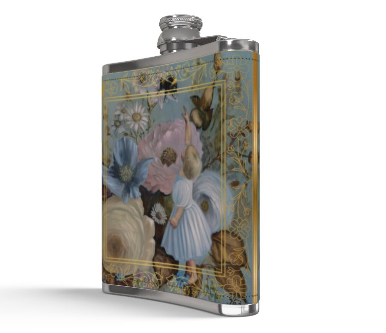 Baby and the bee Leather Hip Flask