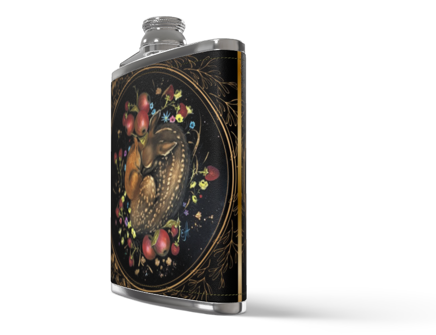 Pure Hearts Leather Hip Flask