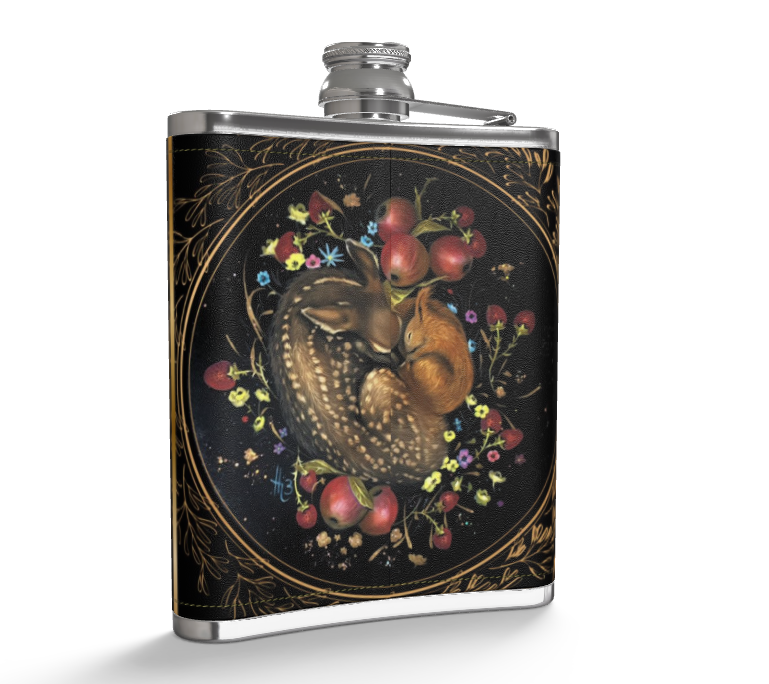 Pure Hearts Leather Hip Flask