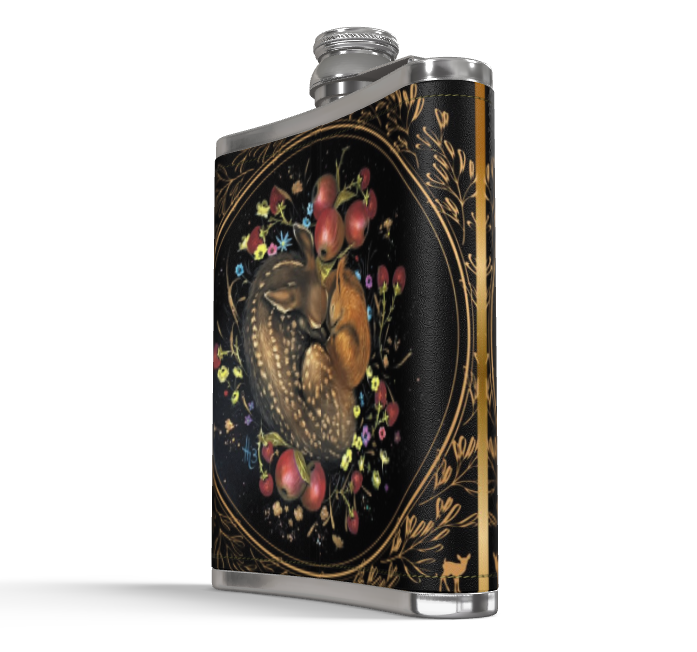 Pure Hearts Leather Hip Flask