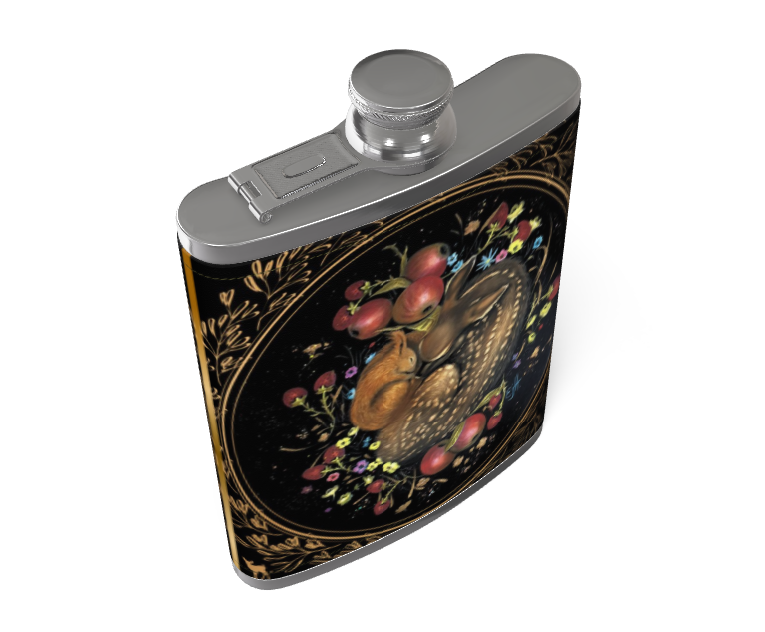 Pure Hearts Leather Hip Flask