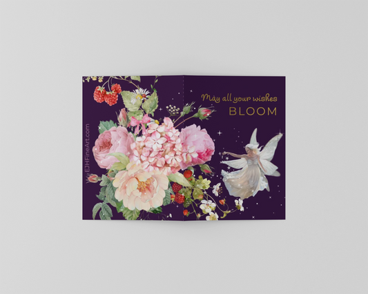 10 blank cards with envelopes.  'May all your wishes BLOOM'
