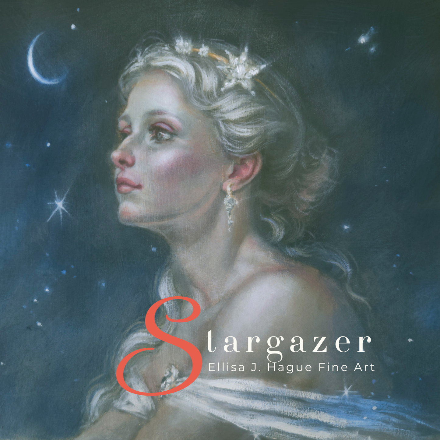 Stargazer, Celestial Realism Oil Painting