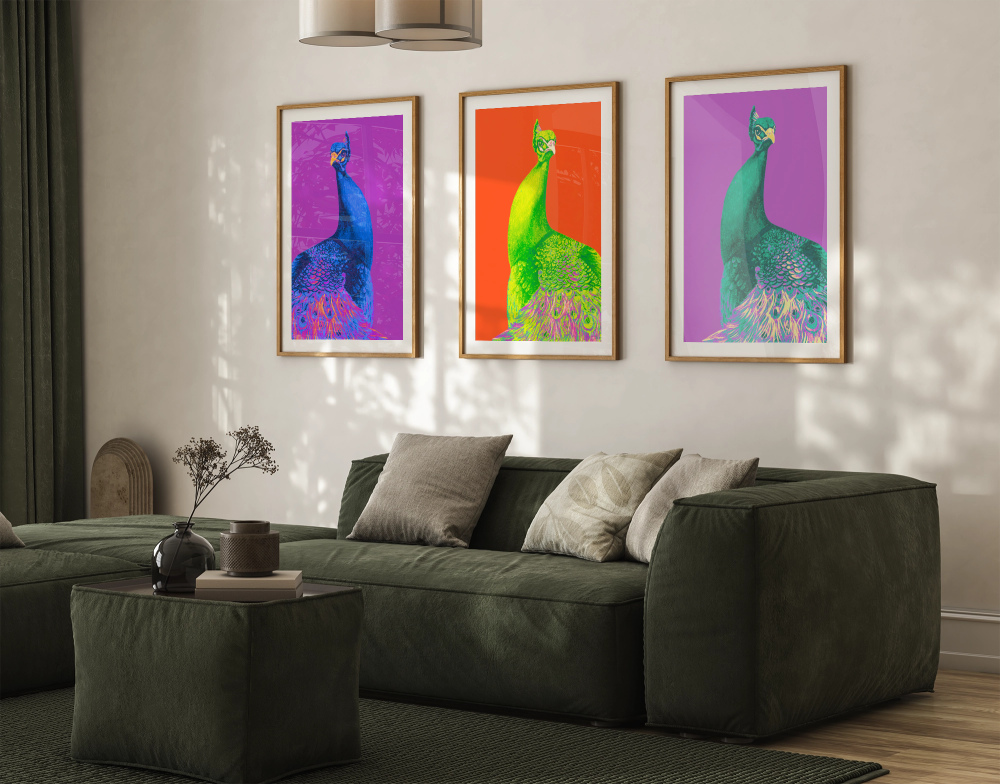 Electric Peacock Wooden Frame Print