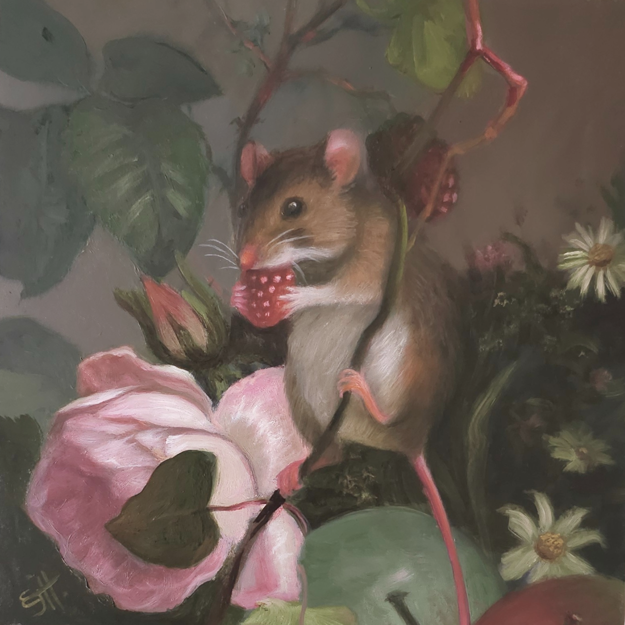 Tilly, realistic mouse oil painting