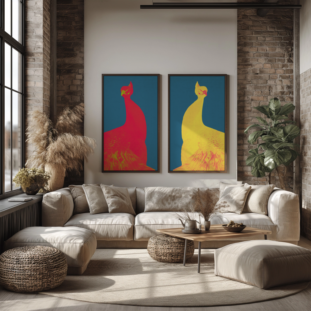 Electric Peacock Wooden Frame Print