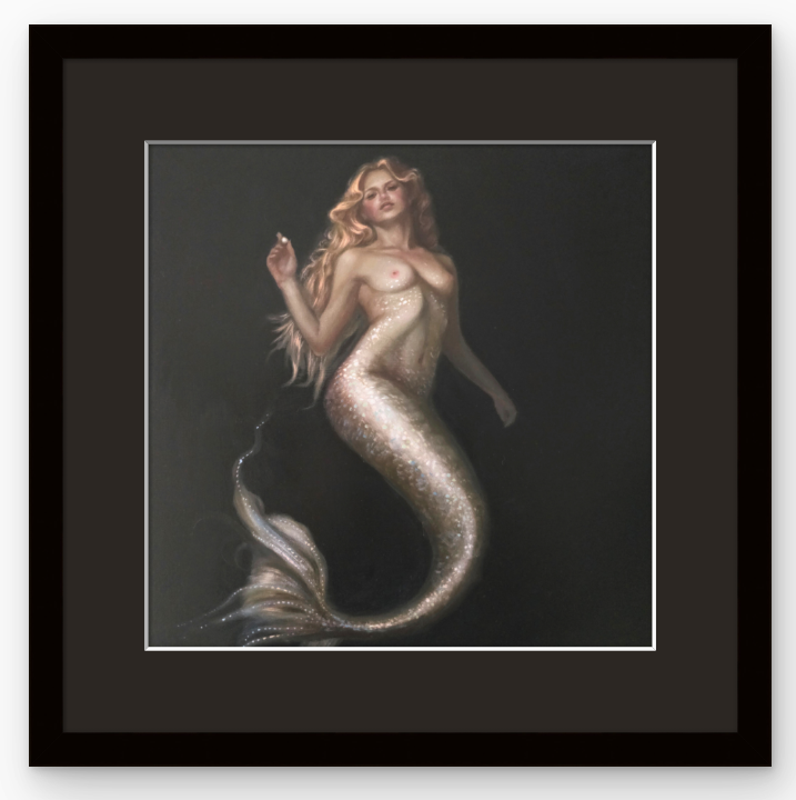 Perla Marina (sea pearl), mermaid oil painting, classical fantasy realism