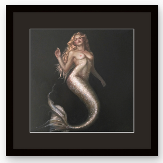 Perla Marina (sea pearl), mermaid oil painting, classical fantasy realism
