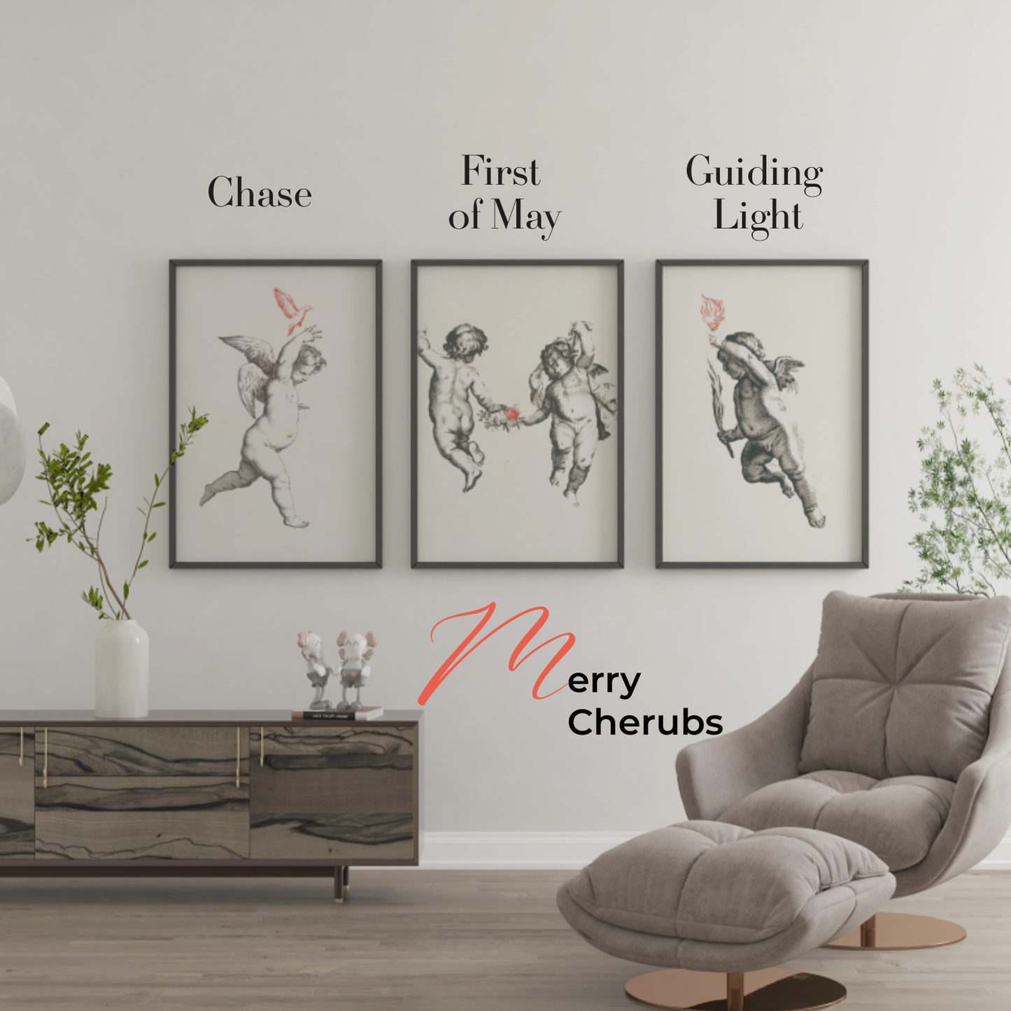 Unframed museum quality print - modern cherub art prints (various designs)
