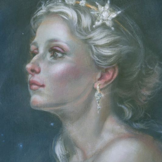 Stargazer, Celestial Realism Oil Painting