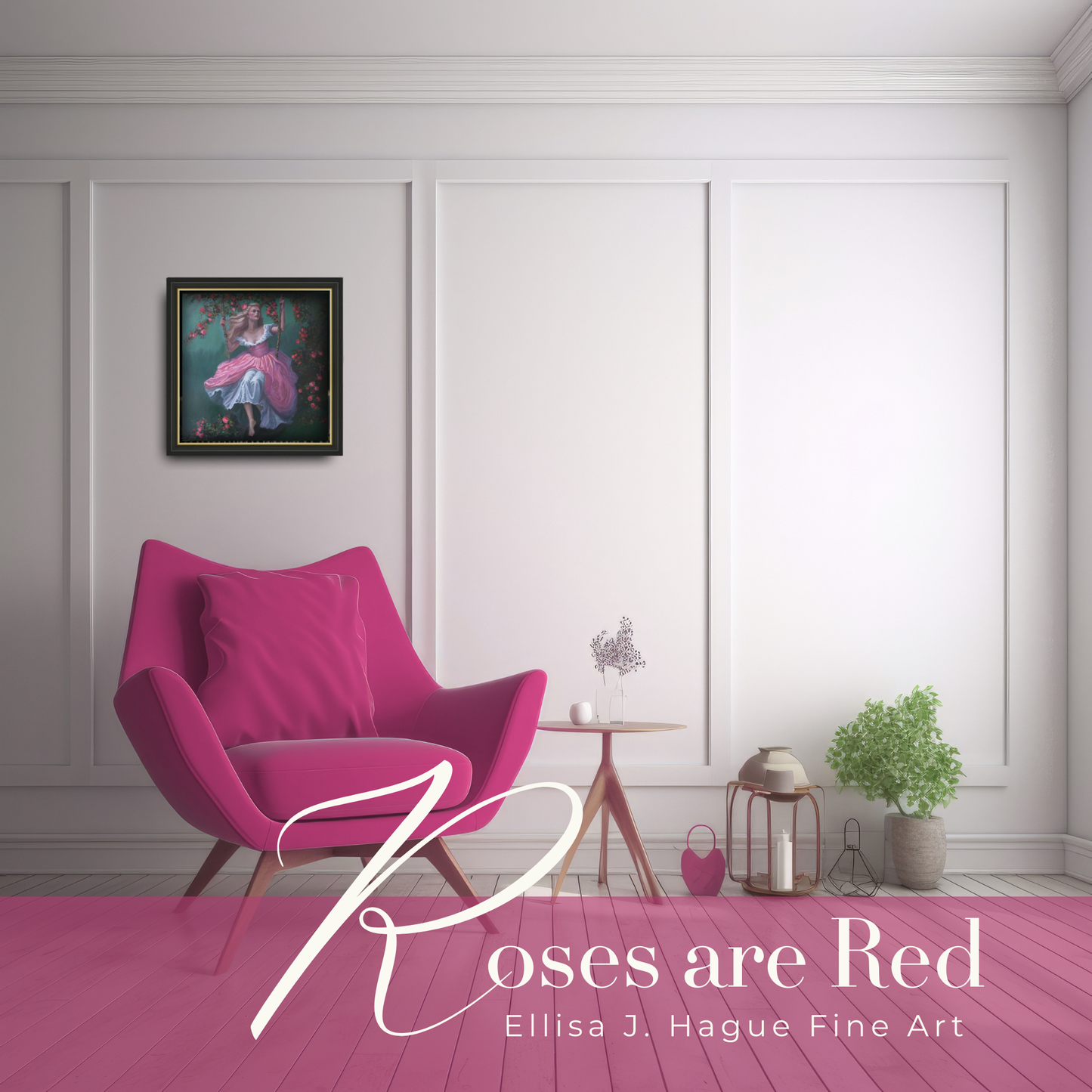 Roses are Red, feminine whimsical oil painting