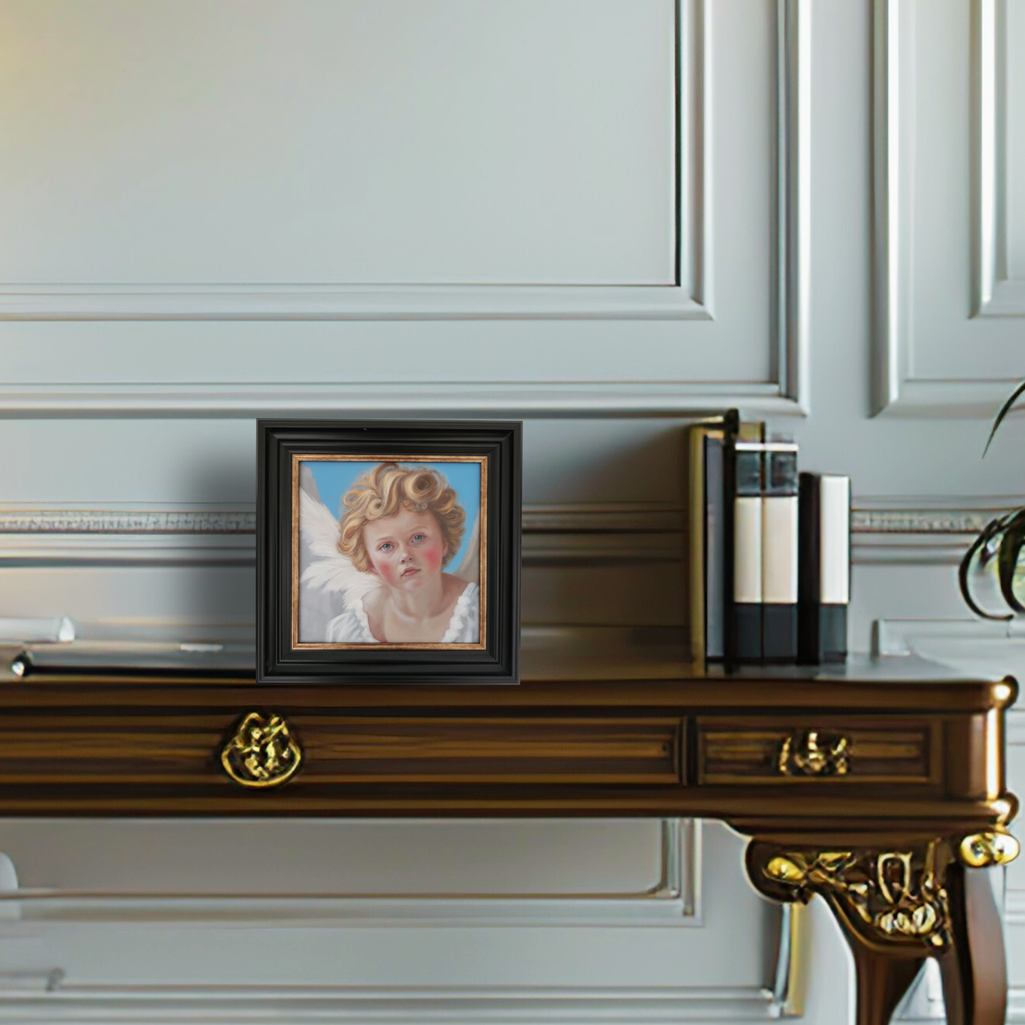 Eterno Oro, portrait of an angel child (cupid, putto) oil painting