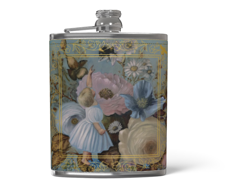 Baby and the bee Leather Hip Flask