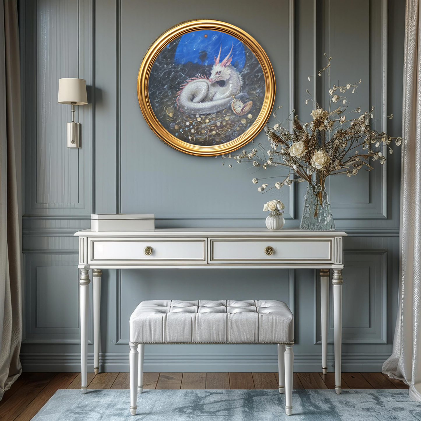 Contentment of time, dragon oil painting