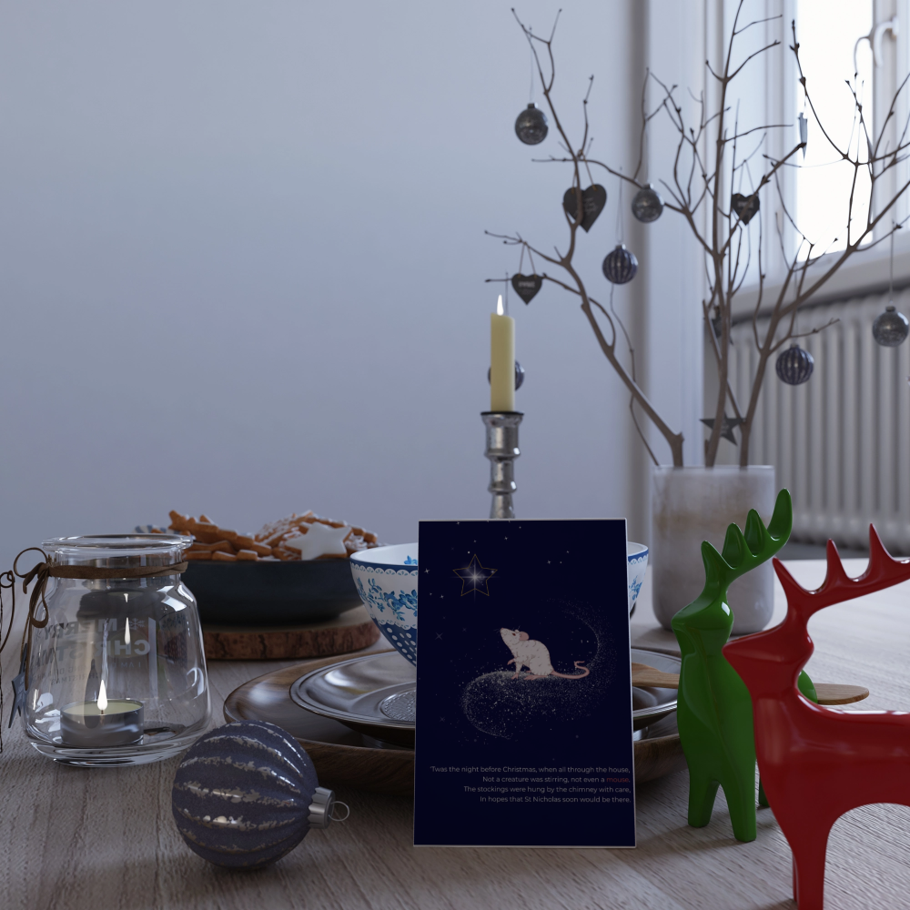 10 blank cards with envelopes.  'Twas the night before Christmas'