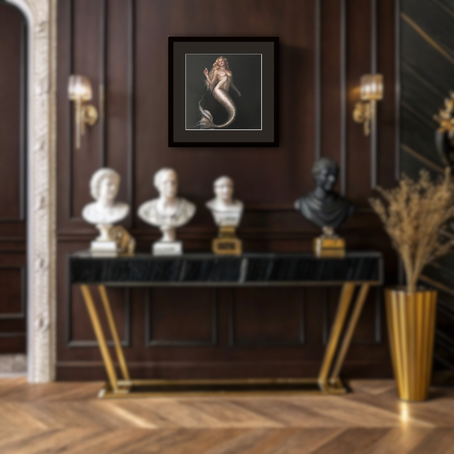 Perla Marina (sea pearl), mermaid oil painting, classical fantasy realism