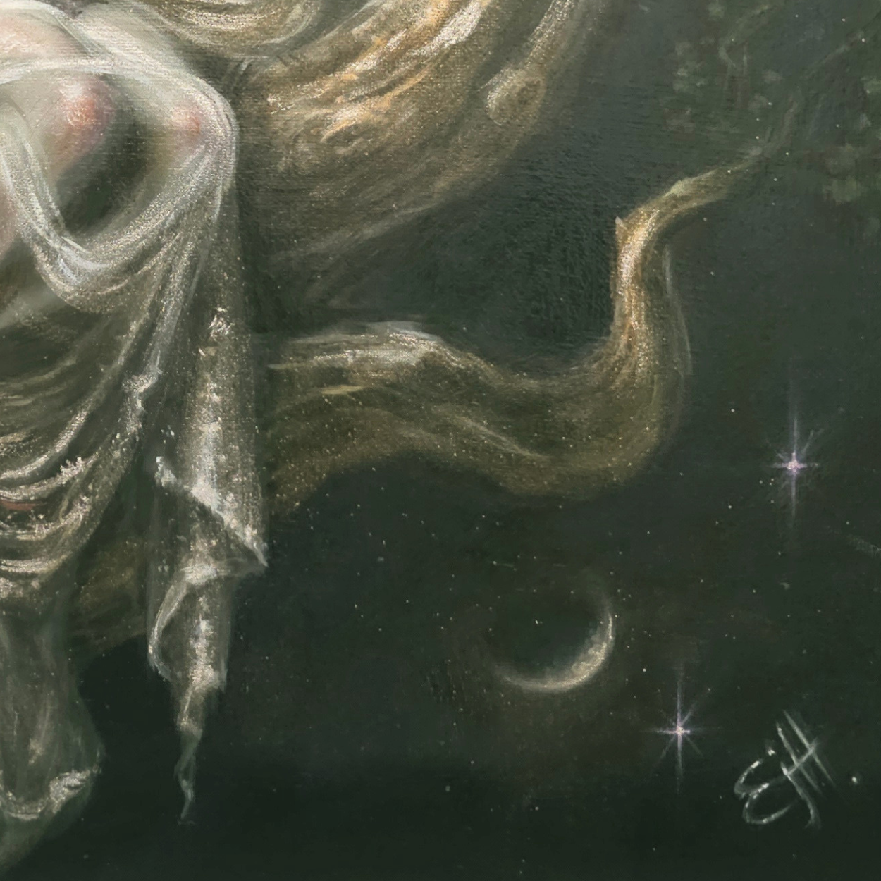 Edge of Deception, Celestial Realism Oil Painting
