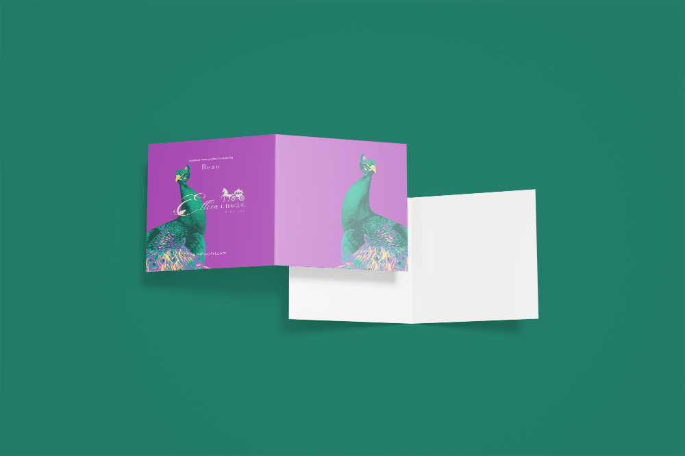 10 blank cards with envelopes - Electric Peacock