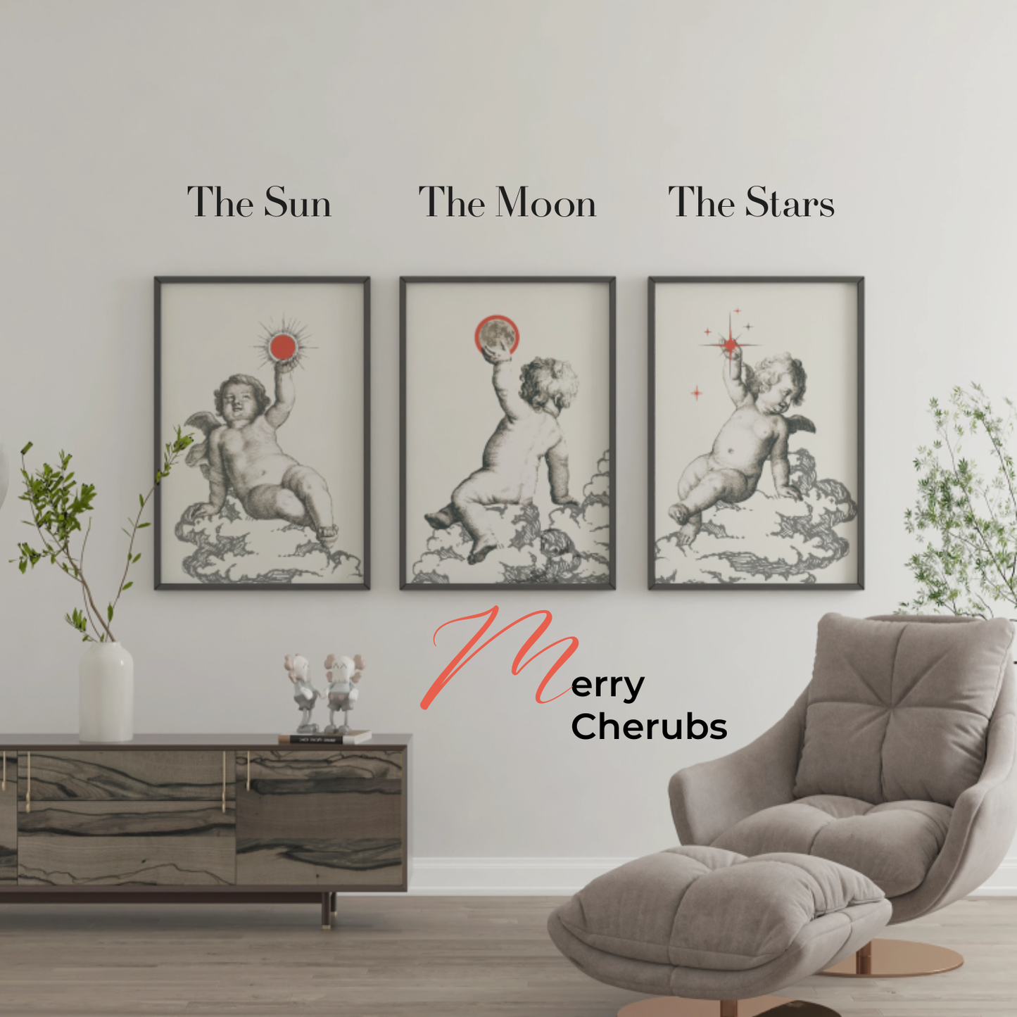 Unframed museum quality print - modern cherub art prints (various designs)